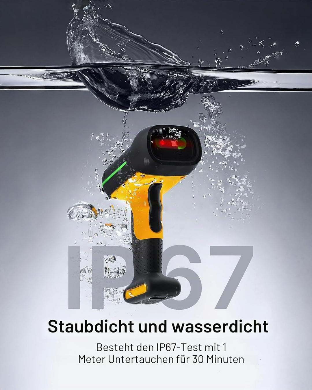 Inateck IP67 Barcode Scanner Kabellos 1D, Wasser-und Staubdicht, BCST-61 | Industrial, Bluetooth, 2.