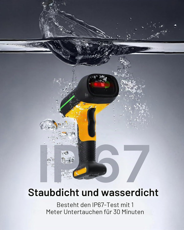 Inateck IP67 Barcode Scanner Kabellos 1D, Wasser-und Staubdicht, BCST-61 | Industrial, Bluetooth, 2.