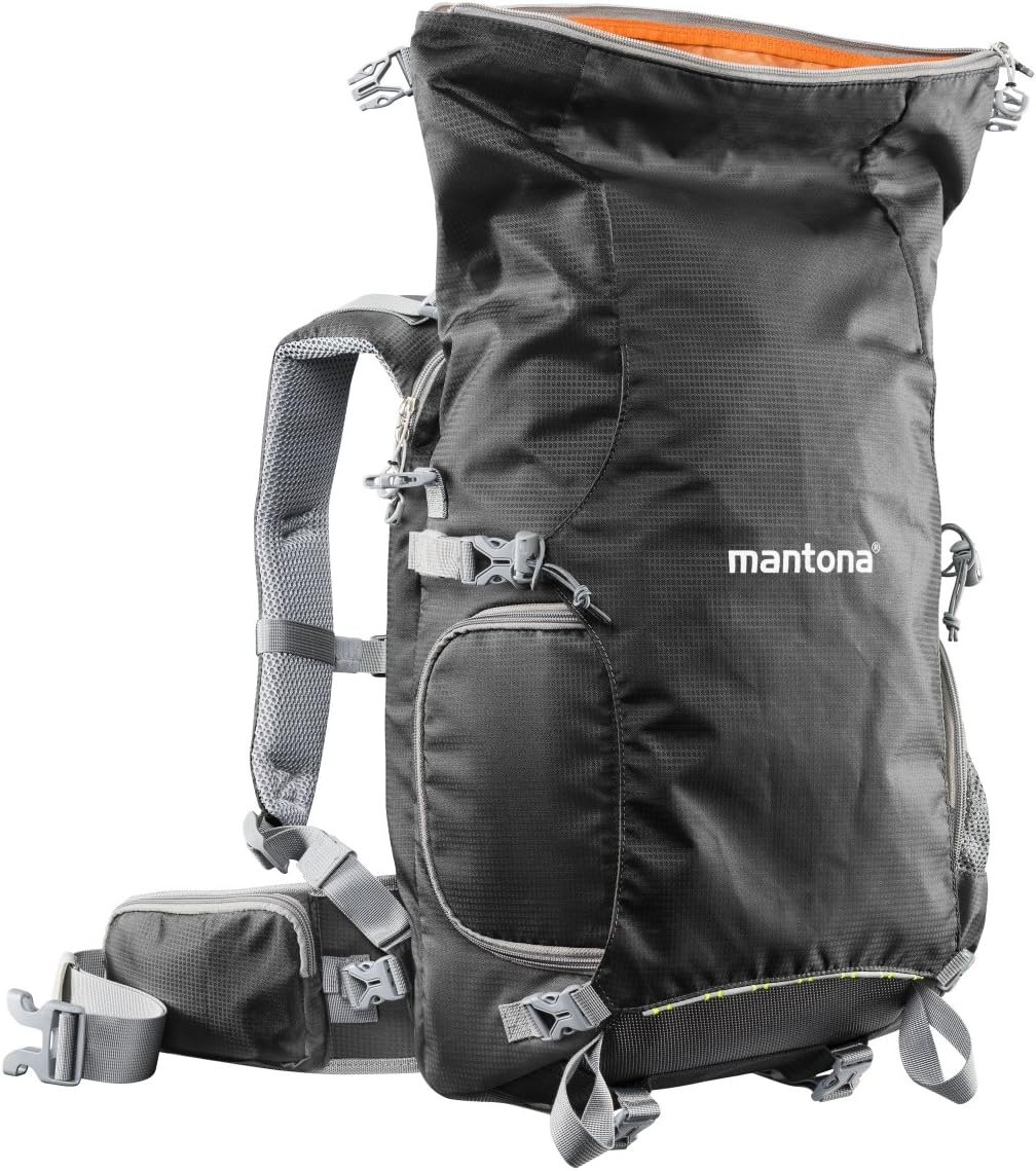 Mantona 20586 ElementsPro 30 Outdoor Rucksack (inkl. abnehmbarem Hüftgurt und Regenhülle, geeignet f