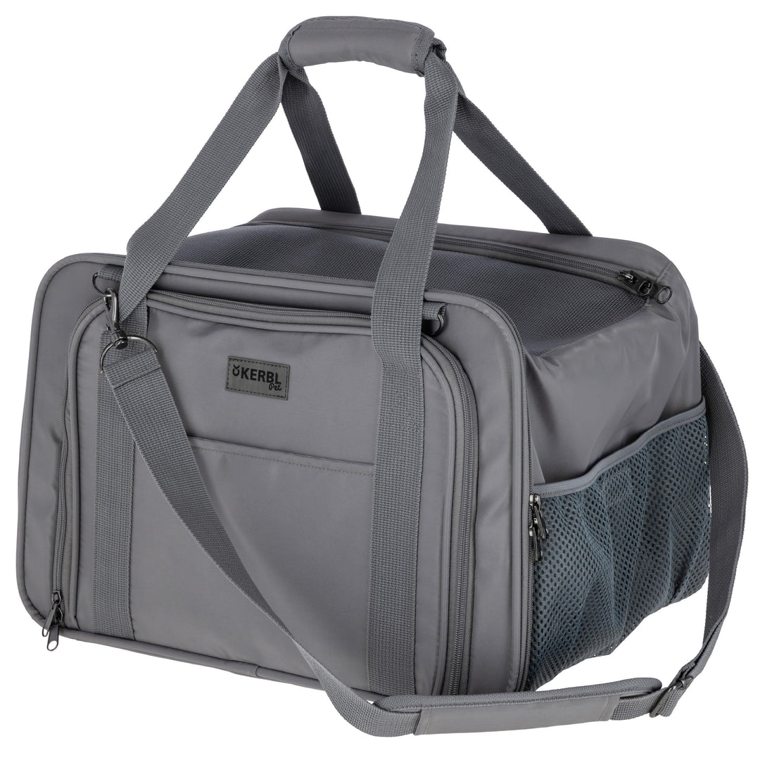 Kerbl Pet Tragetasche Vacation, Transporttasche, Transportbox, grau, 40 x 30 x 27 cm, für kleine Hun
