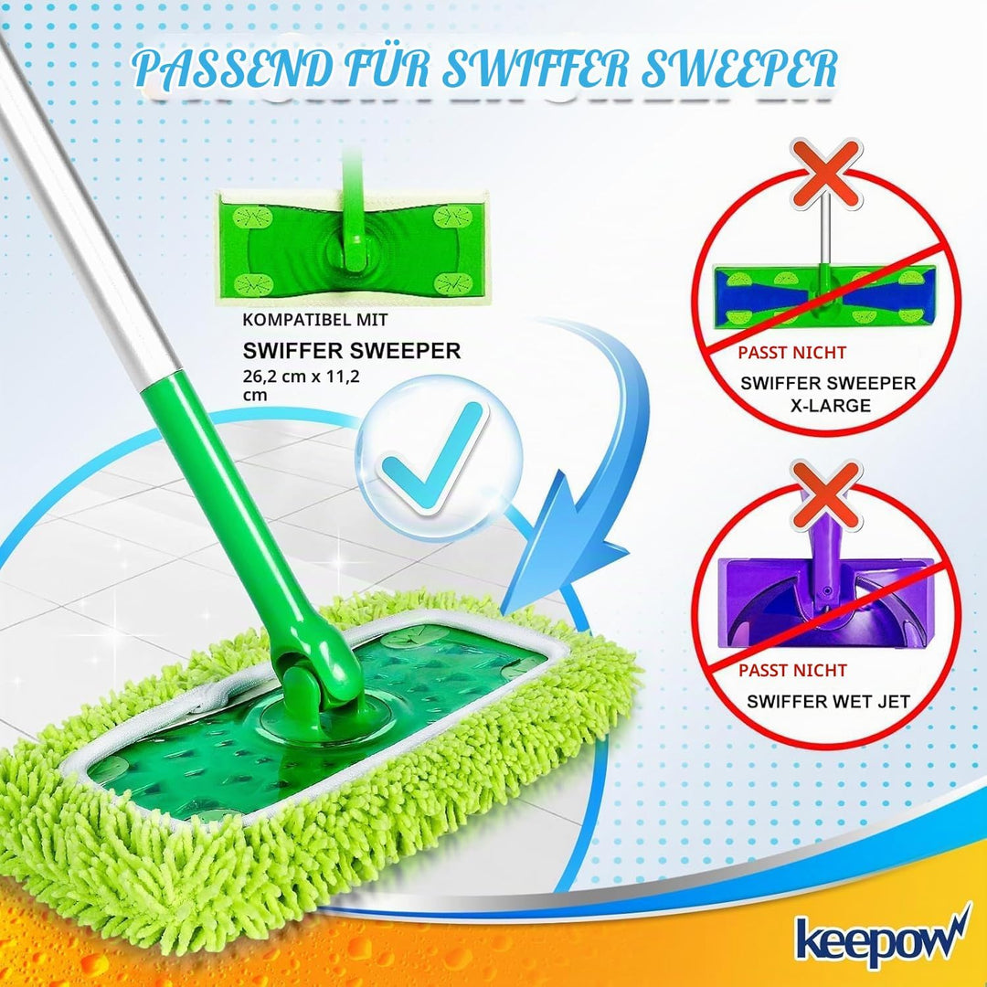 KEEPOW Mikrofaser-Tücher für Swiffer Bodenwischer – ideal für Swiffer Feuchte Bodentücher, Chenille-