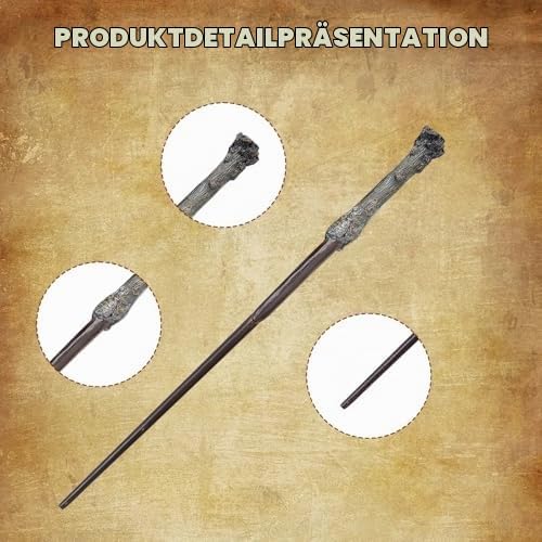 WDKXCN Harry Zauberstab, Harry P-Otter Zauberstab aus Stahlkern und Harz, 35CM Zauberstab HPotter in