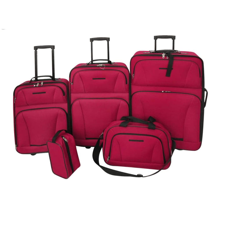 vidaXL 5X Kofferset Rot Reisekoffer Trolley Reisetasche Handgepäck