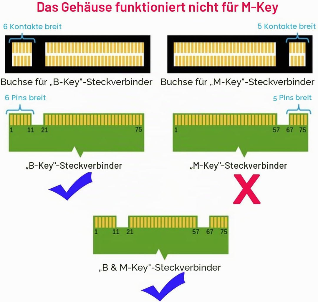 Cablecc 2-in-1-Kombo M.2 NGFF B-Schlüssel & mSATA SSD zu SATA 3.0 Adapter-Konverter, Gehäuse. ohne S