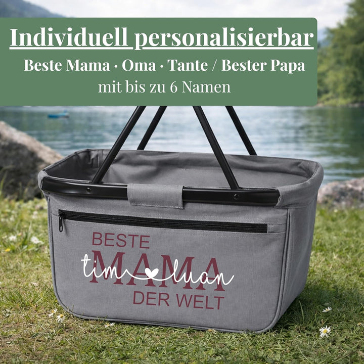 Einkaufskorb Beste Oma der Welt mit Name personalisiert - MAMA, MOM, TANTE, PAPA, OPA Geschenk faltb