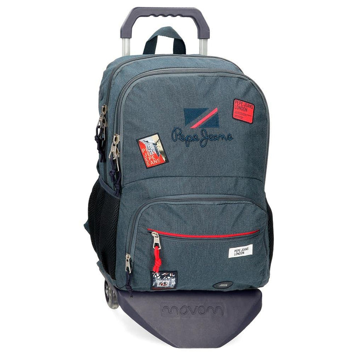 Pepe Jeans Kay Schulrucksack mit zwei Fächern und Trolley, 15,6 Zoll, Blau, 32 x 45 x 15 cm, Polyest