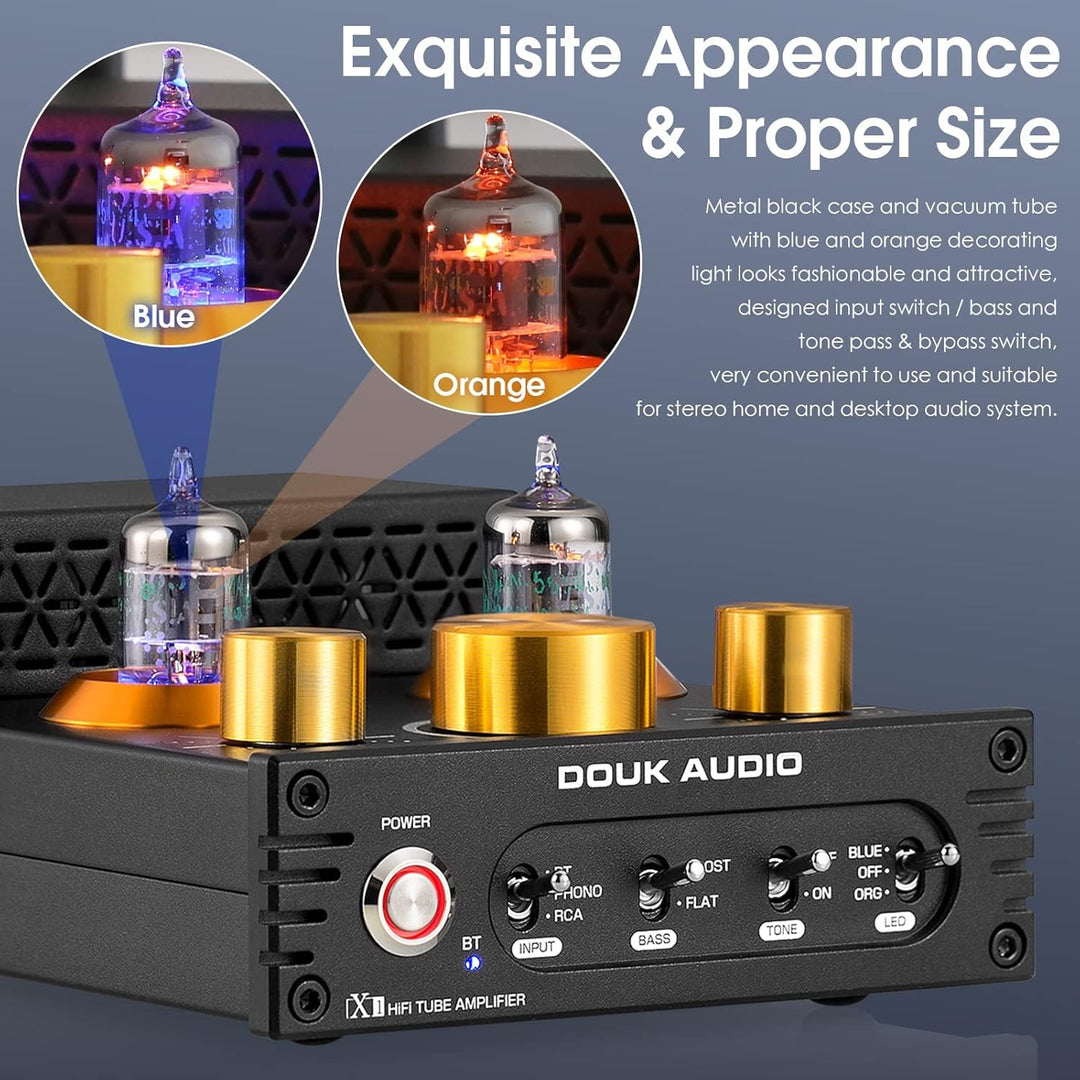 Douk Audio X1 Röhrenverstärker, HiFi Bluetooth 5.0 Verstärker, GE5654 Valve Stereo Audio Amplifier,