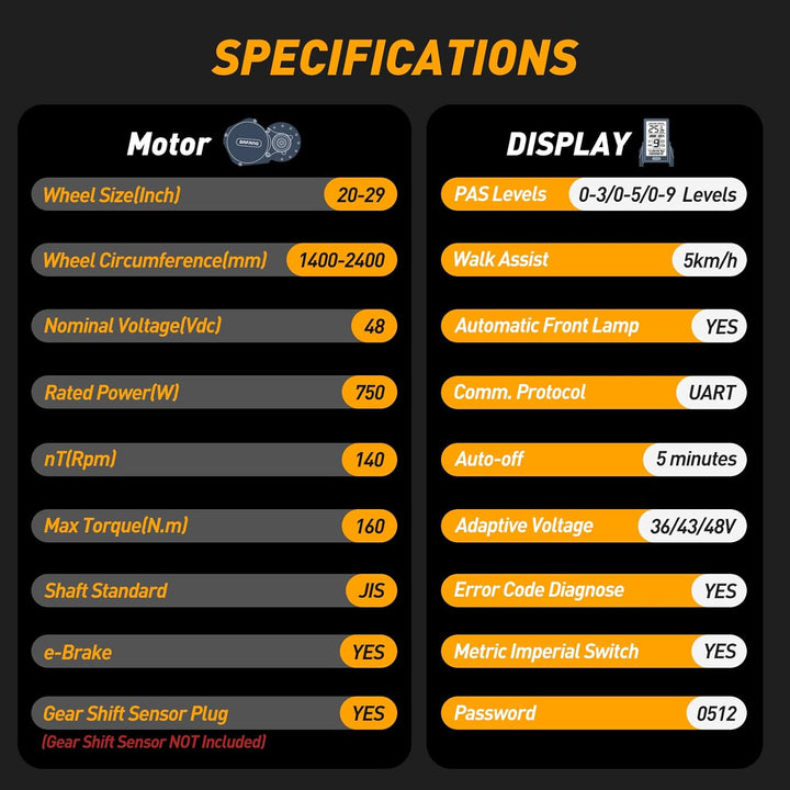 BAFANG Mittelmotor 250W/350W/500W/750W/1000W mit 13/15/20/22,4 Ah Akku, eBike Umrüstsatz with eBike