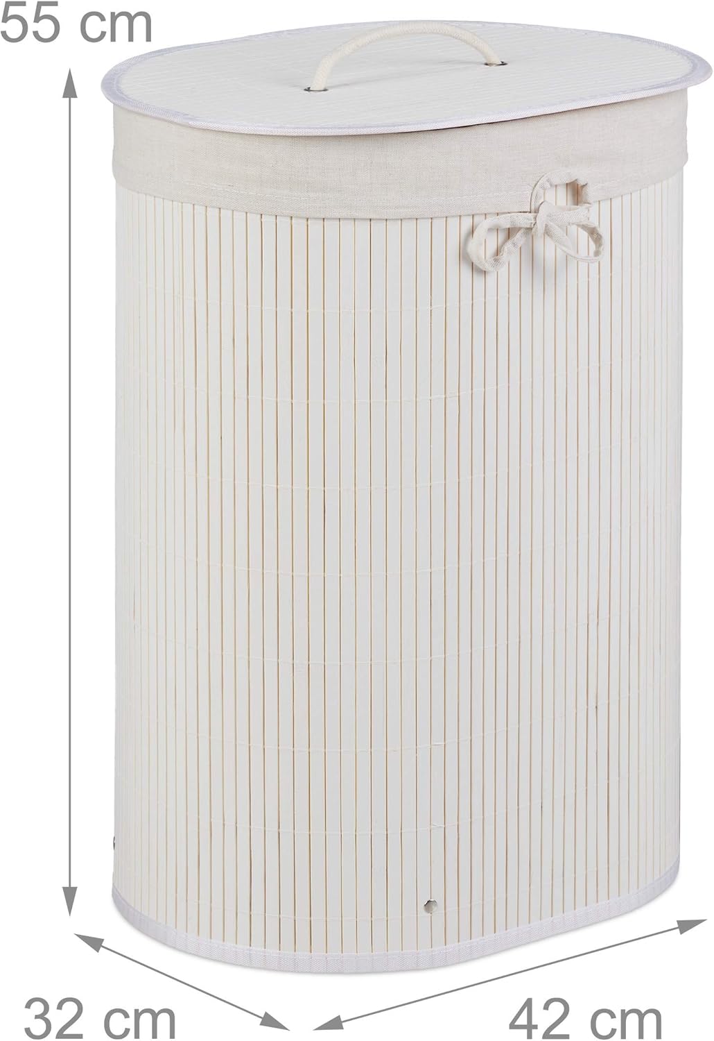 Relaxdays Wäschekorb Bambus, oval, 46 l, faltbar, Wäschesammler mit Deckel, Bad & Schlafzimmer, HBT: