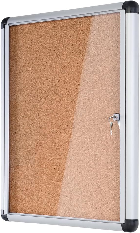 Bi-Office Schaukasten Vitrine"Enclore Extra", Kork, geeignet für 4 x DIN A4, silberner Aluminiumrahm
