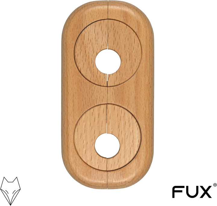 3 Stück Doppel Heizungsrohr Rosette, Rohrabstand variabel, verschiedene Echthölzer und Grössen, Rohr