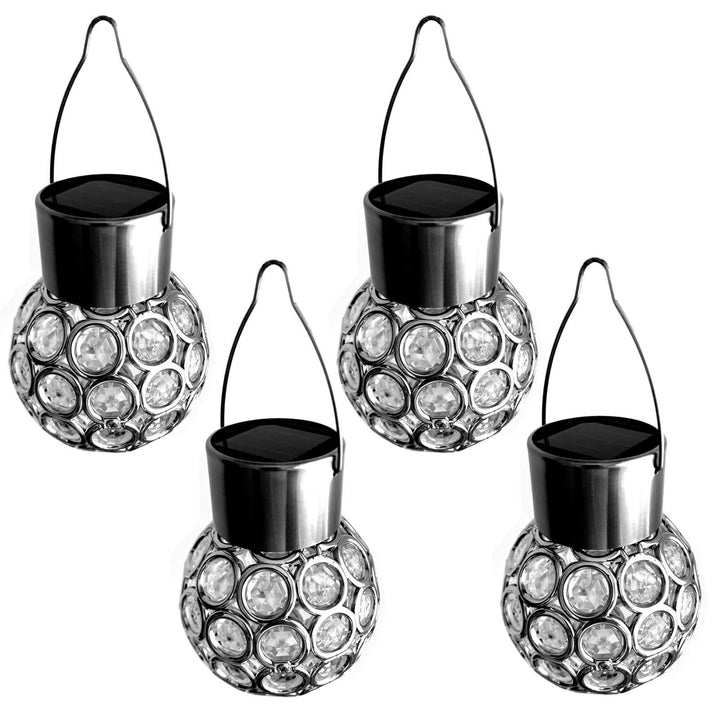 4er Set Solar Kugel Hängeleuchte Solar Lampe Kugelleuchte Edelstahl Gartenleuchte Solarlampe Hängeku