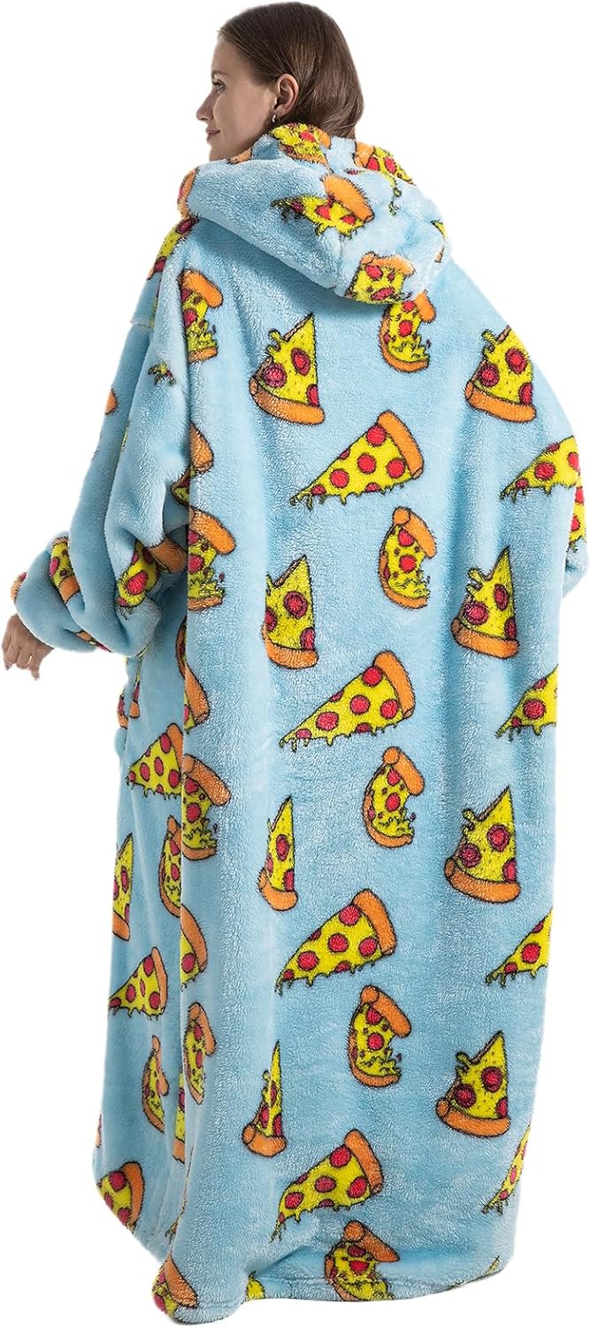 Ultra Weiche Hoodie Decke mit Ärmeln Warme Flanell Decke zum Anziehen für Zuhause Sofa und Bett, Kus