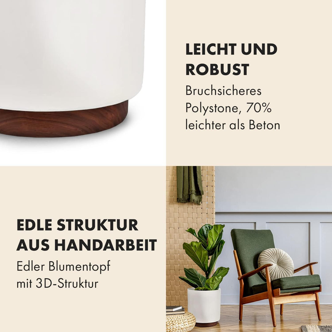 Fox&Fern Übertopf M mit Holzsockel - Blumentopf Gross inkl. Wasserabfluss - Blumentopf hoch 28cm - Ü