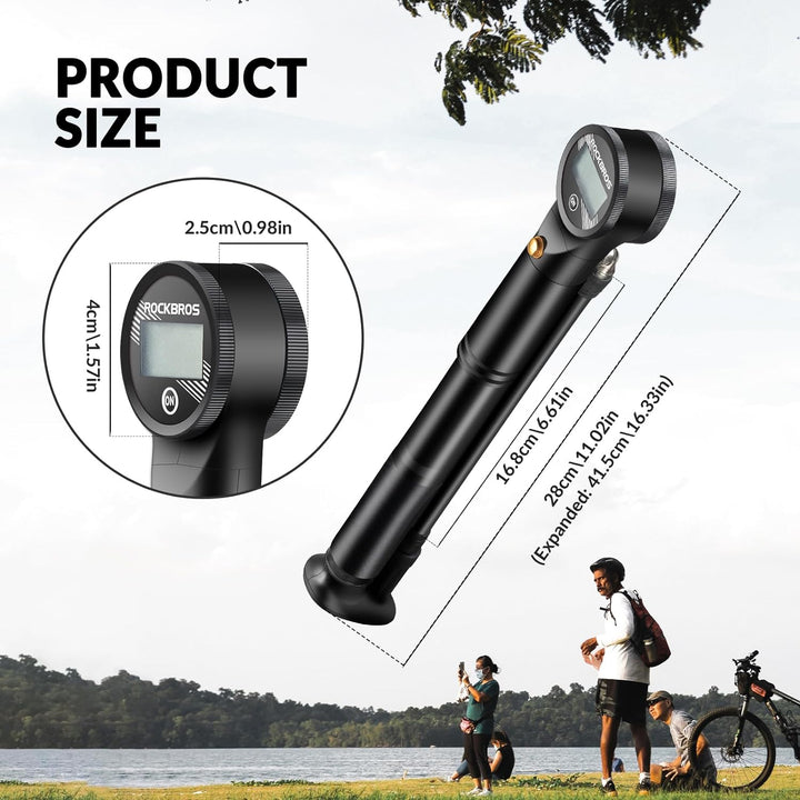 ROCKBROS Fahrradpumpe Luftpumpe Mini Pumpe Fahrrad Max. 320PSI Hochdruck Presta&Schrader Luftdruck E