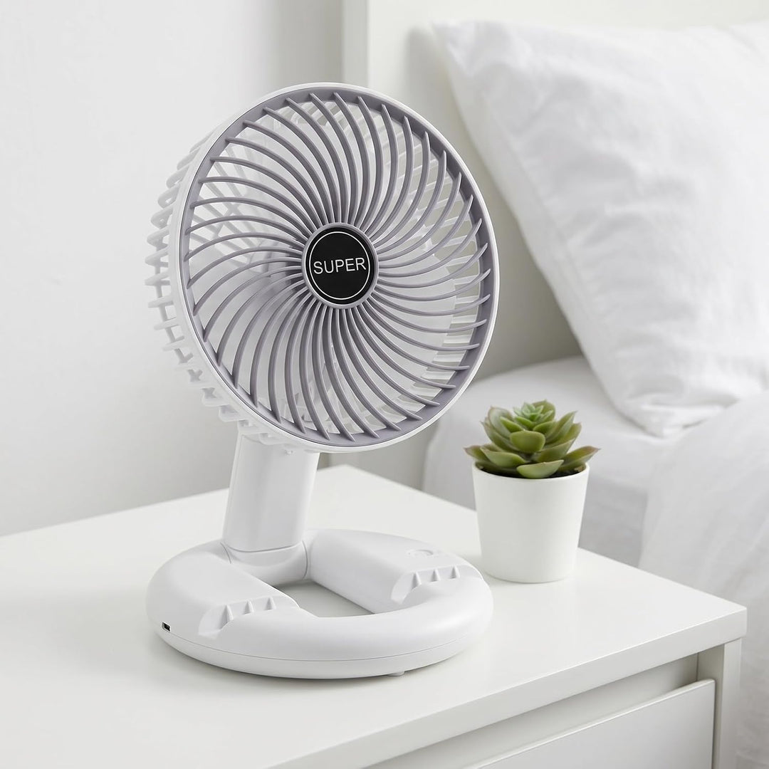 USB Tischventilator, Tragbar Leise Tischventilator mit 3 Geschwindigkeiten, Faltbar Akku Ventilator,
