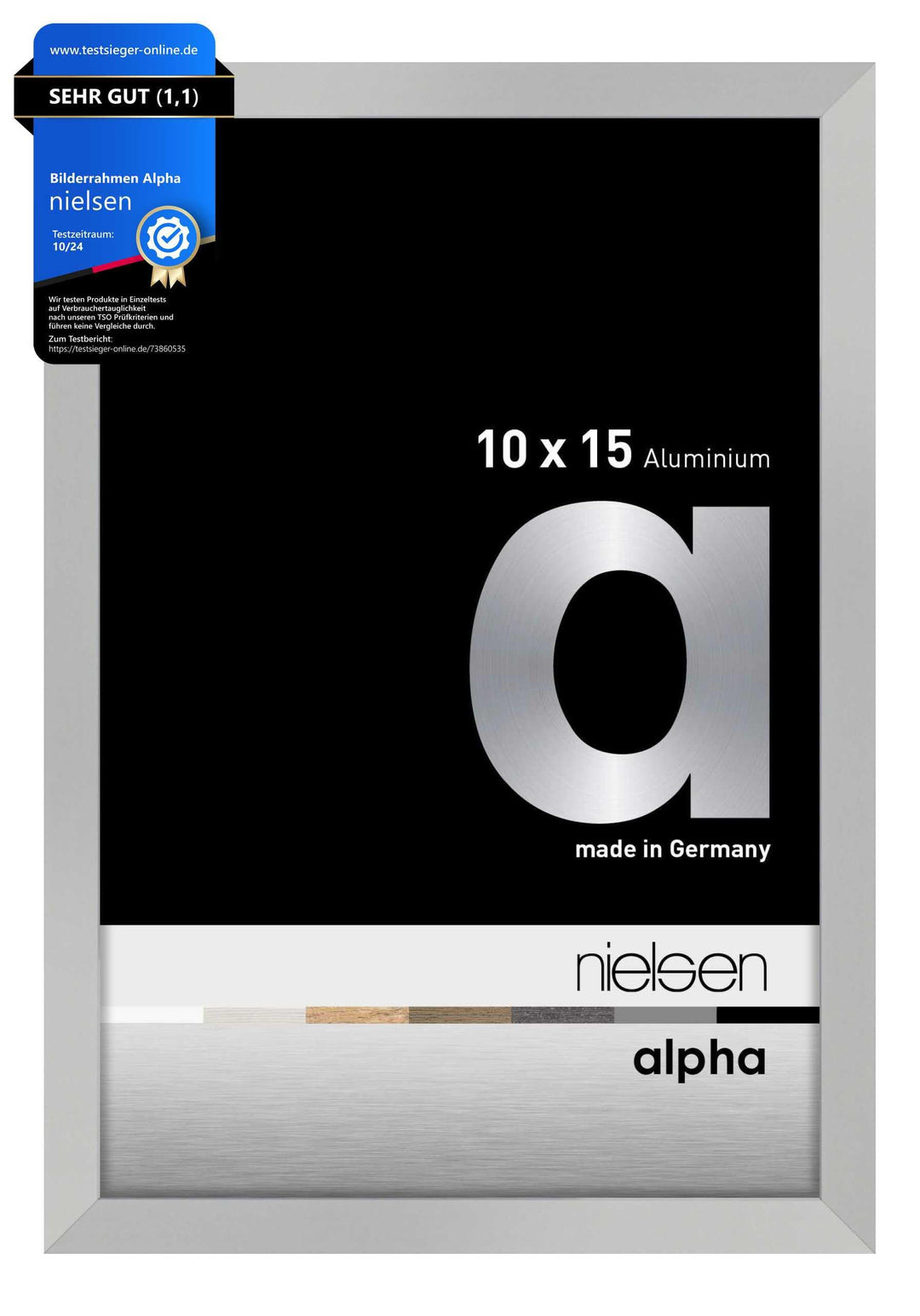nielsen Bilderrahmen, 10 x 15 cm, Aluminium, Silber matt, Fotorahmen zum Auftstellen und Aufhängen i