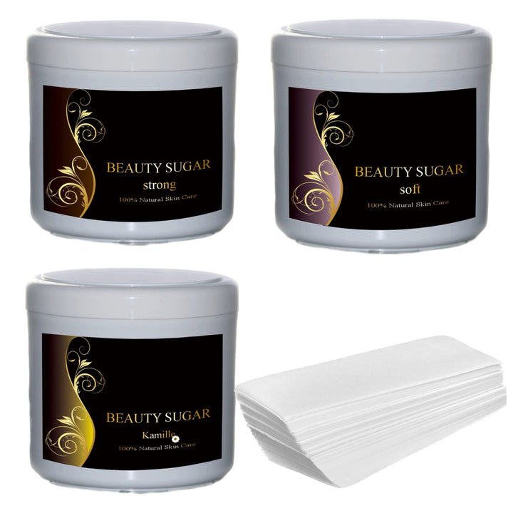 Zuckerpaste Sugaring Beauty Sugar Kennenlern Set + 100 Vliesstreifen GRATIS - zur Haarentfernung - A