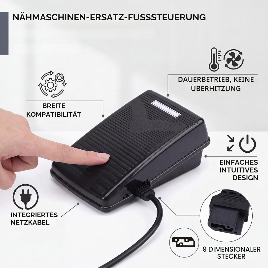 Nähmaschinen Fusspedal, EU Stecker 200-240V Home Nähmaschine Fussschalterpedal Mit Netzkabel Nähmasc