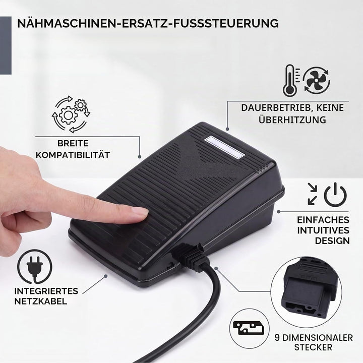 Nähmaschinen Fusspedal, EU Stecker 200-240V Home Nähmaschine Fussschalterpedal Mit Netzkabel Nähmasc