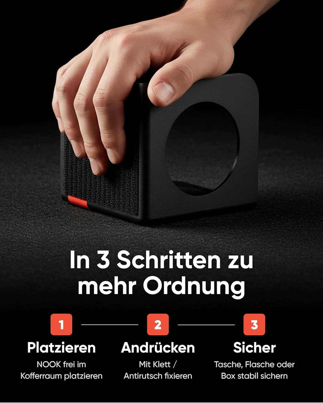rati Nook 2x Kofferraum Organizer Klett & Antirutschpads [100% Recycelt] Gepäckfixierung Kofferraum