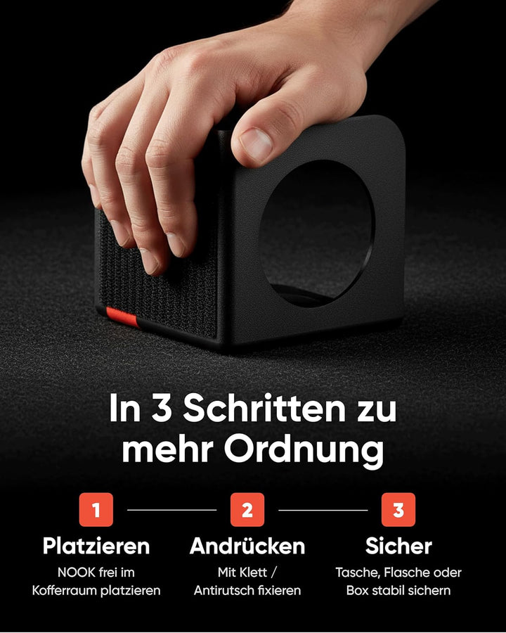 rati Nook 2x Kofferraum Organizer Klett & Antirutschpads [100% Recycelt] Gepäckfixierung Kofferraum