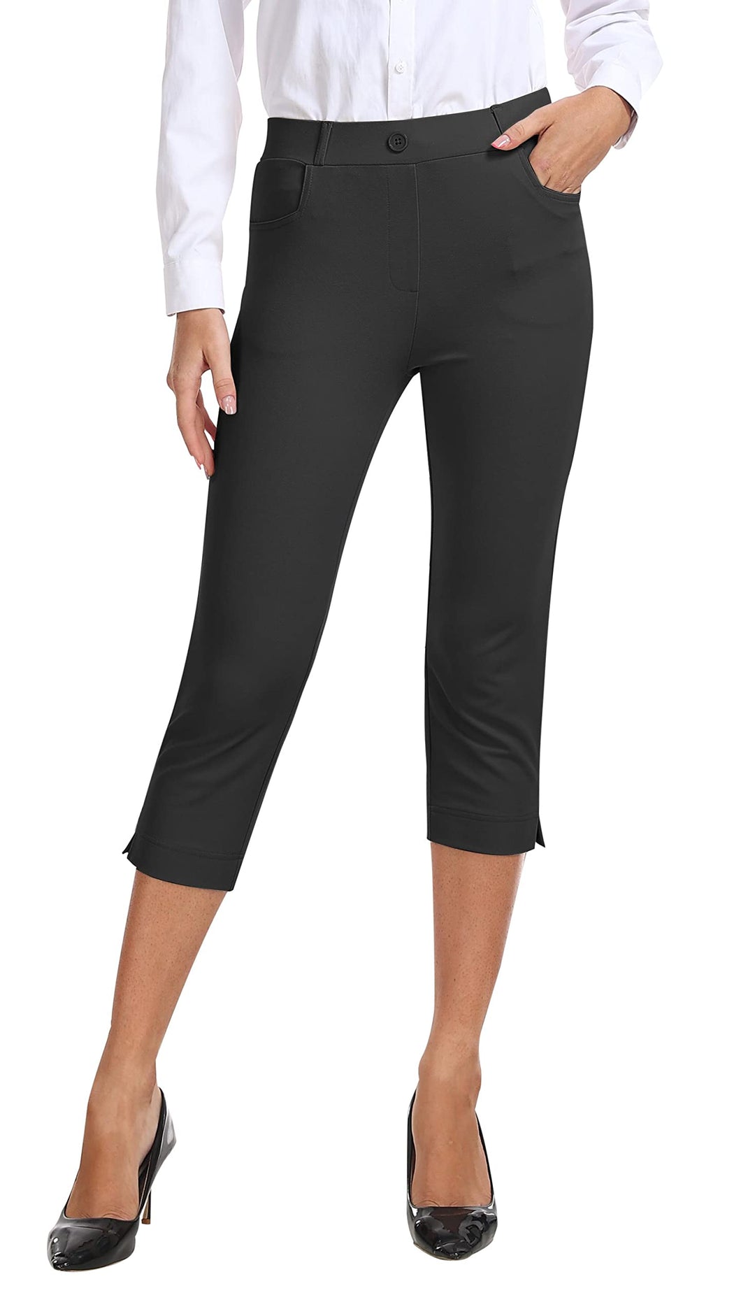 AjezMax Damen Golfhosen Capri Business Hose Elegante Golf Hosen Atmungsaktiv Yoga Büro Anzughosen El