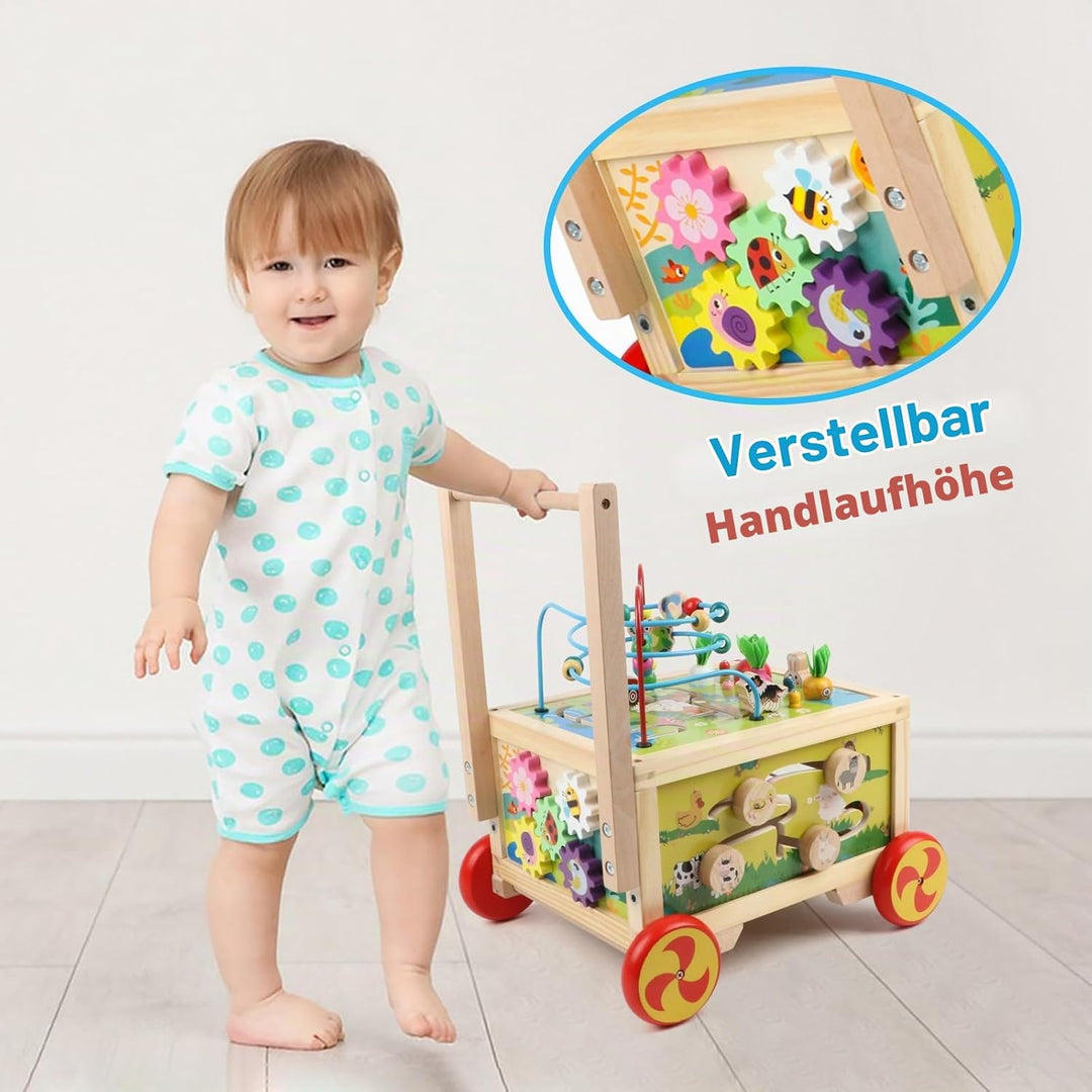 KABENFIS Holz Activity Cube mit Rädern für Jungen und Mädchen