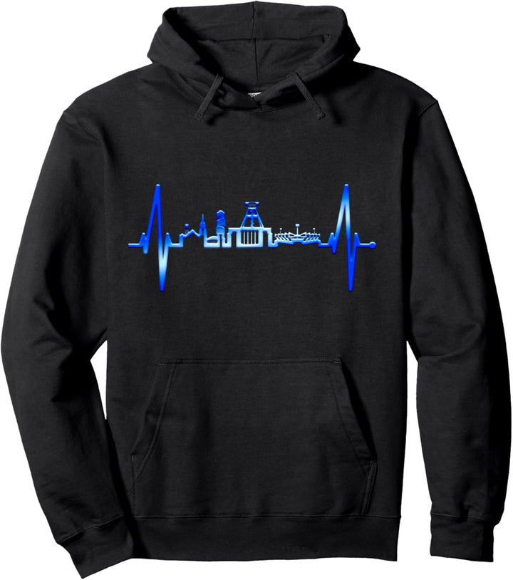 Bochum Skyline Herzschlag Herz Ruhrpott Kohle Heimat Bochum Pullover Hoodie