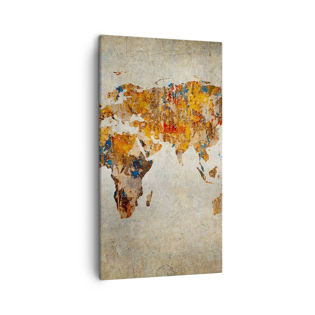 Bilder auf Leinwand Welt Karte Kontinente Geographie Leinwandbild mit Rahmen 45x80cm Wandbilder Deko
