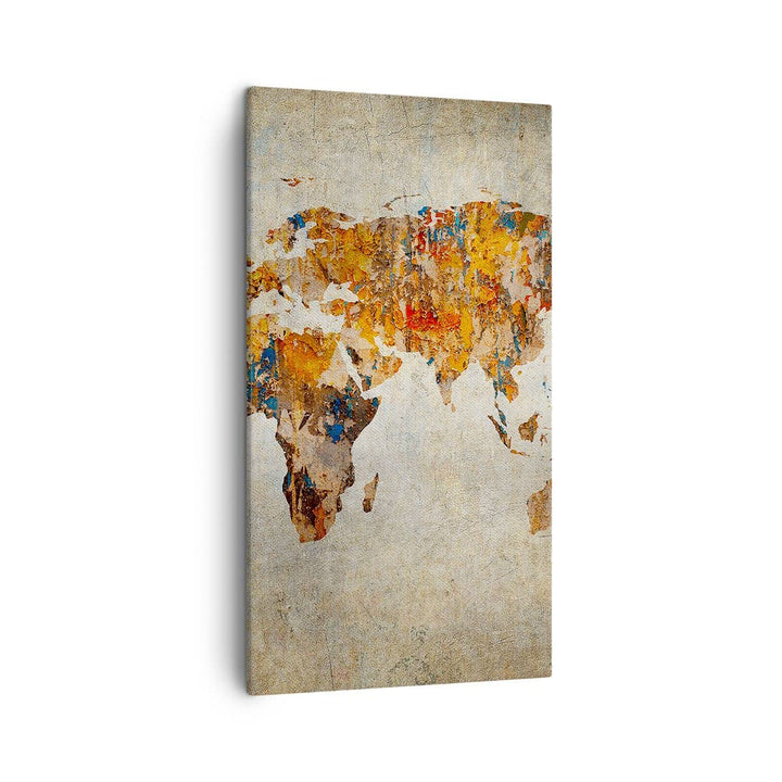 Bilder auf Leinwand Welt Karte Kontinente Geographie Leinwandbild mit Rahmen 45x80cm Wandbilder Deko