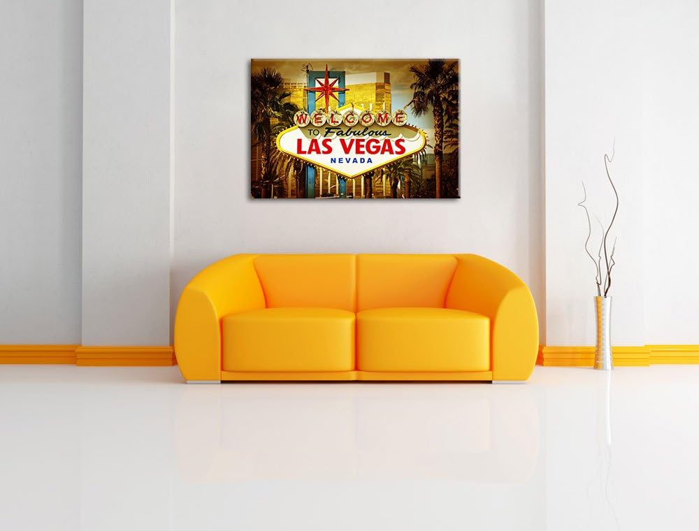 Las Vegas Ortseingangsschild Format: 100x70 auf Leinwand, XXL riesige Bilder fertig gerahmt mit Keil