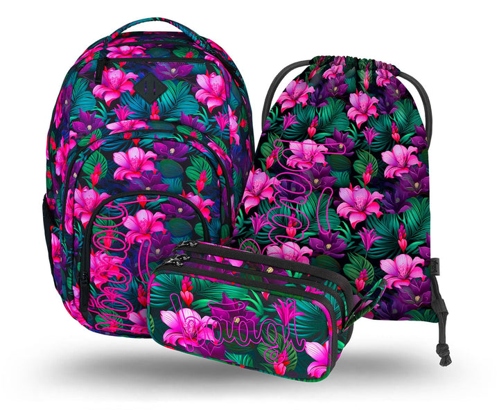Baagl Schulrucksack Set 3 Teilig, Ergonomischer Grosser Rucksack mit Kühlfach für Jungen Mädchen Tee