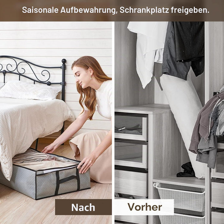 GoMaihe 6 Stück 90L Unterbett Aufbewahrungsbox mit deckel, Unterbettkommode Aufbewahrungstasche für