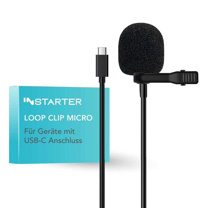 Instarter Lavalier-Ansteckmikrofon mit USB-C Anschluss (6m Kabel), Windschutz & Tasche I klarer Soun