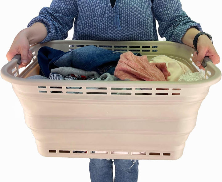 SAMMART 42L zusammenklappbarer Wäschekorb aus Kunststoff – faltbarer Pop-Up-Aufbewahrungsbehälter/Or