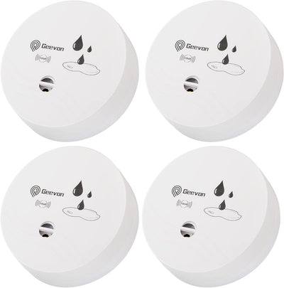 Geevon 4 Pack Wassermelder, 100dB Wassersensor Alarm Flut-Detektor für Keller, Badezimmer, Waschküch