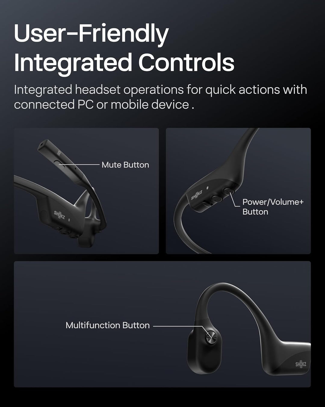 SHOKZ OpenComm2 2025 Upgrade kabellose Knochenschall Kopfhörer, Bluetooth Open-Ear-Headset mit Noise