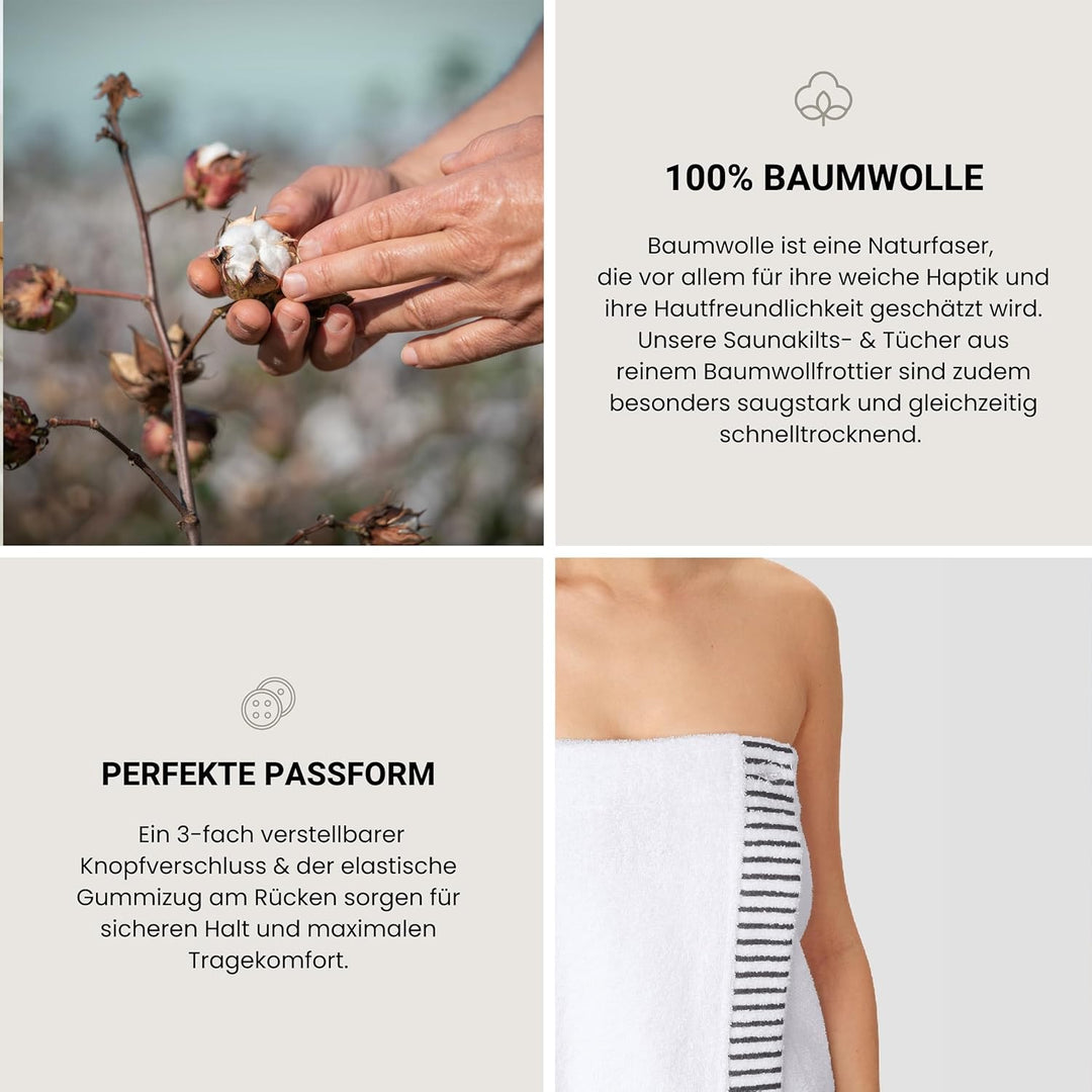 Schiesser Saunakilt Rom für Damen aus saugstarkem Baumwoll-Frottier (Grössen S - XXL), Made in Green