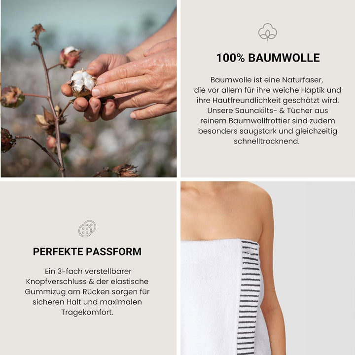 Schiesser Saunakilt Rom für Damen aus saugstarkem Baumwoll-Frottier (Grössen S - XXL), Made in Green