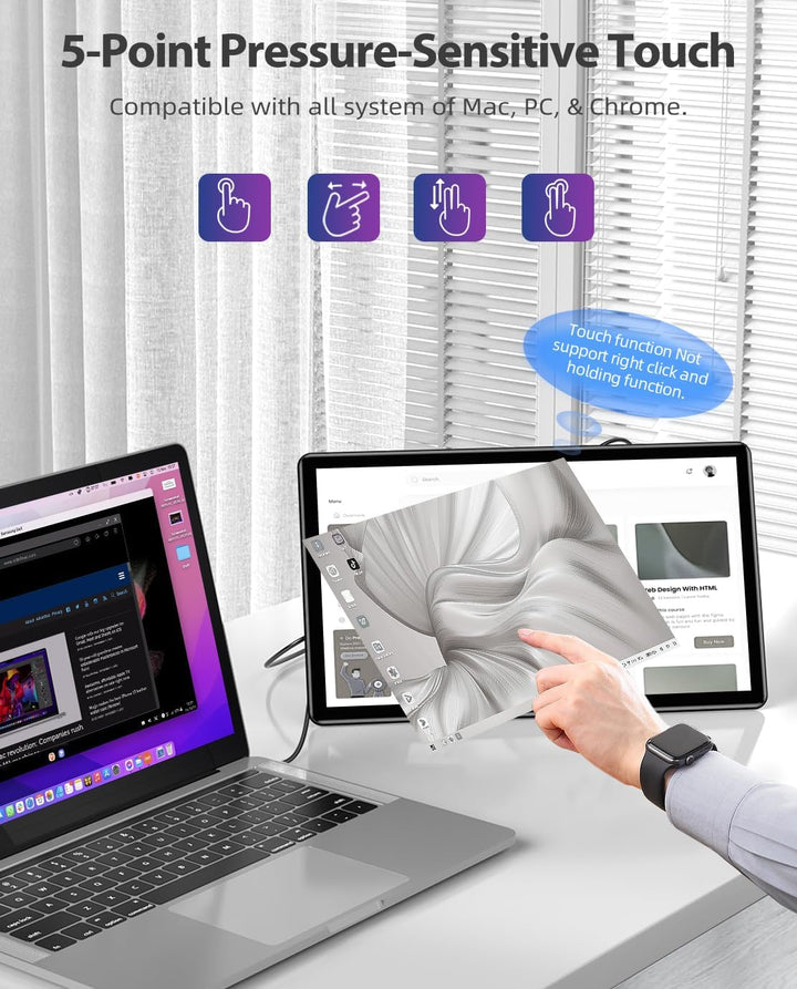 UPERFECT Portable Monitor Touchscreen, 15.6 Zoll Tragbarer Display 1920 x 1080 Full HD 2000:1 USB C