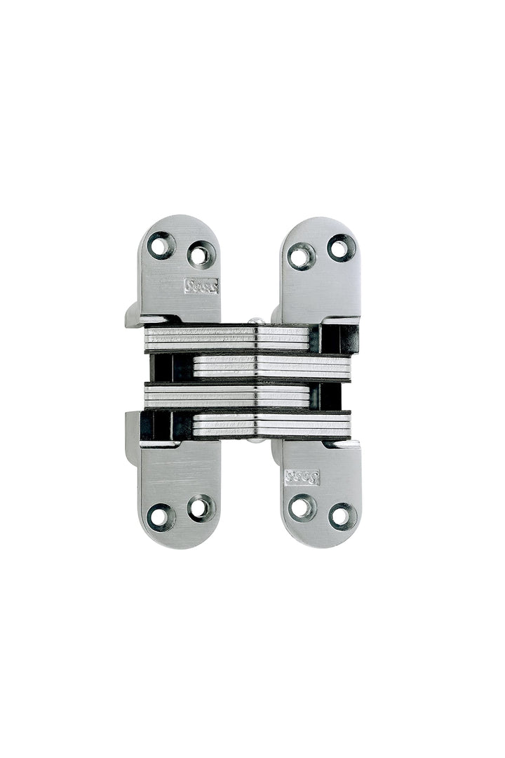 SOSS Unsichtbares Scharnier, Modell 218, für 4,5 cm dickes Material, feuerfest, Zink, satiniertes Ch