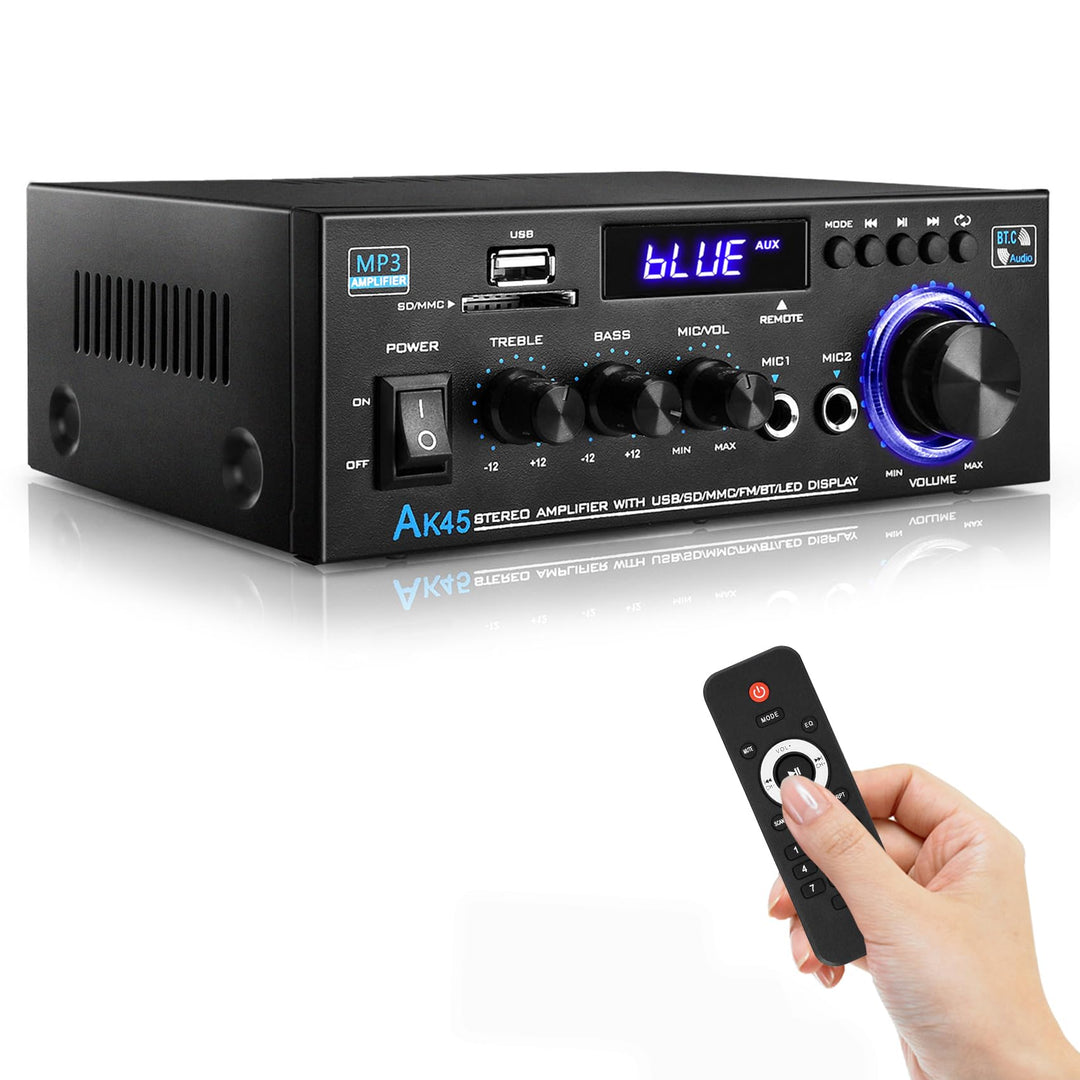 Hifi Verstärker - KKMOL Stereo Verstärker, AK45 Mini Bluetooth Radio Audio Verstärker Receiver, Wiim