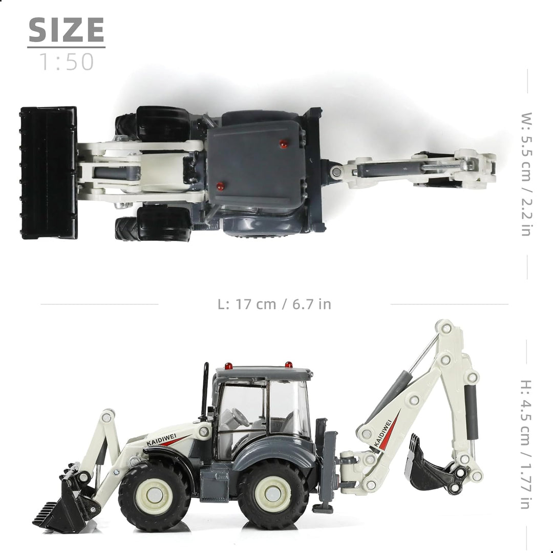 2-in-1 Bagger Spielzeug 1/50, 20cm Duplo Excavator und Frontlader Radlader Spielzeug, Minibagger Bau