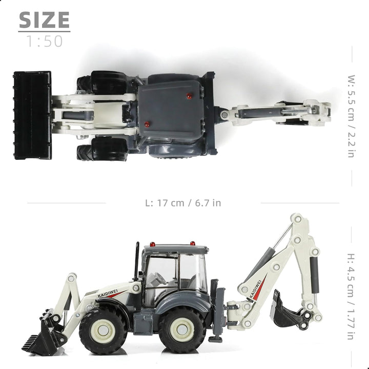 2-in-1 Bagger Spielzeug 1/50, 20cm Duplo Excavator und Frontlader Radlader Spielzeug, Minibagger Bau