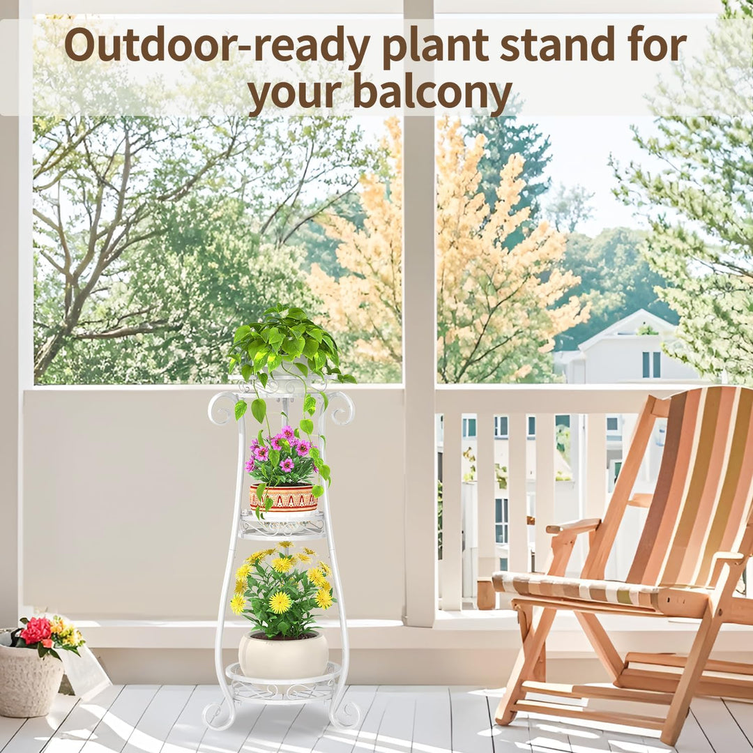 VASZOLA 3 Etagen Metall Pflanzenständer Blumentopfständer, 87cm Pflanzenregal Blumenregal für innen,