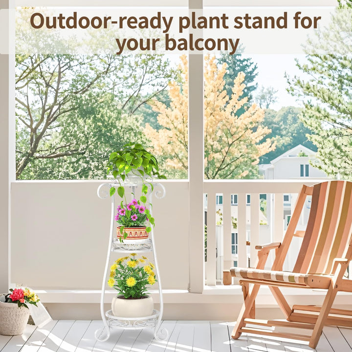 VASZOLA 3 Etagen Metall Pflanzenständer Blumentopfständer, 87cm Pflanzenregal Blumenregal für innen,