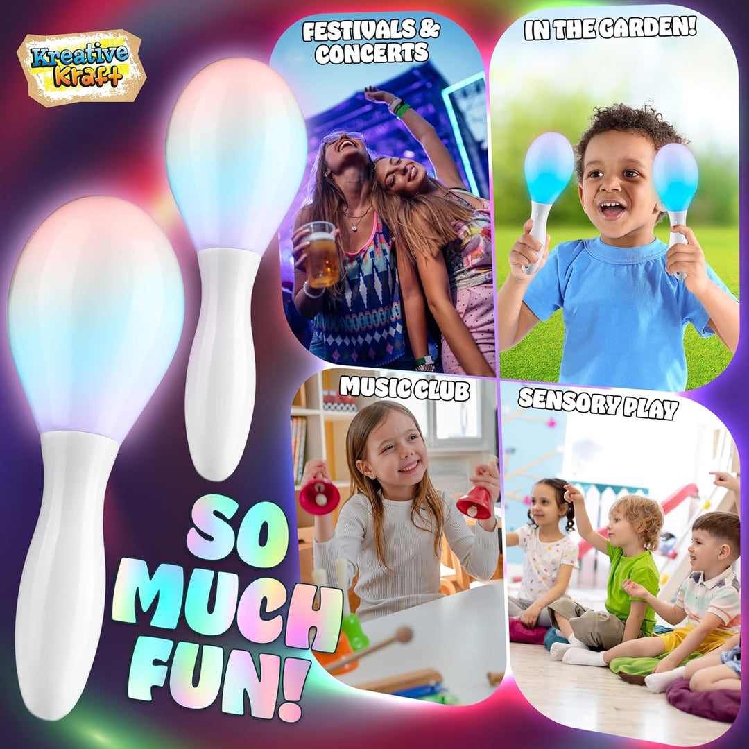 KreativeKraft leuchtende Maracas, LED Sensorik Spielzeug für Kinder oder Festival & Party Zubehör