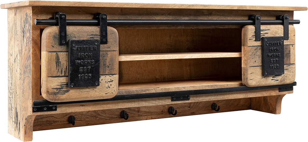 MASSIVMOEBEL24.DE Wandgarderobe Mango 115x30x45 natur lackiert RAILWAY #159 115x30x45 cm (BxTxH) Nat