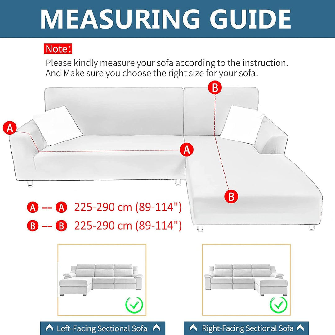 Stretch Samt Sofabezug L Form-Beige-4 Sitzer+4 Sitzer | Weich Bequem Anti-rutsch überzug ecksofa Was